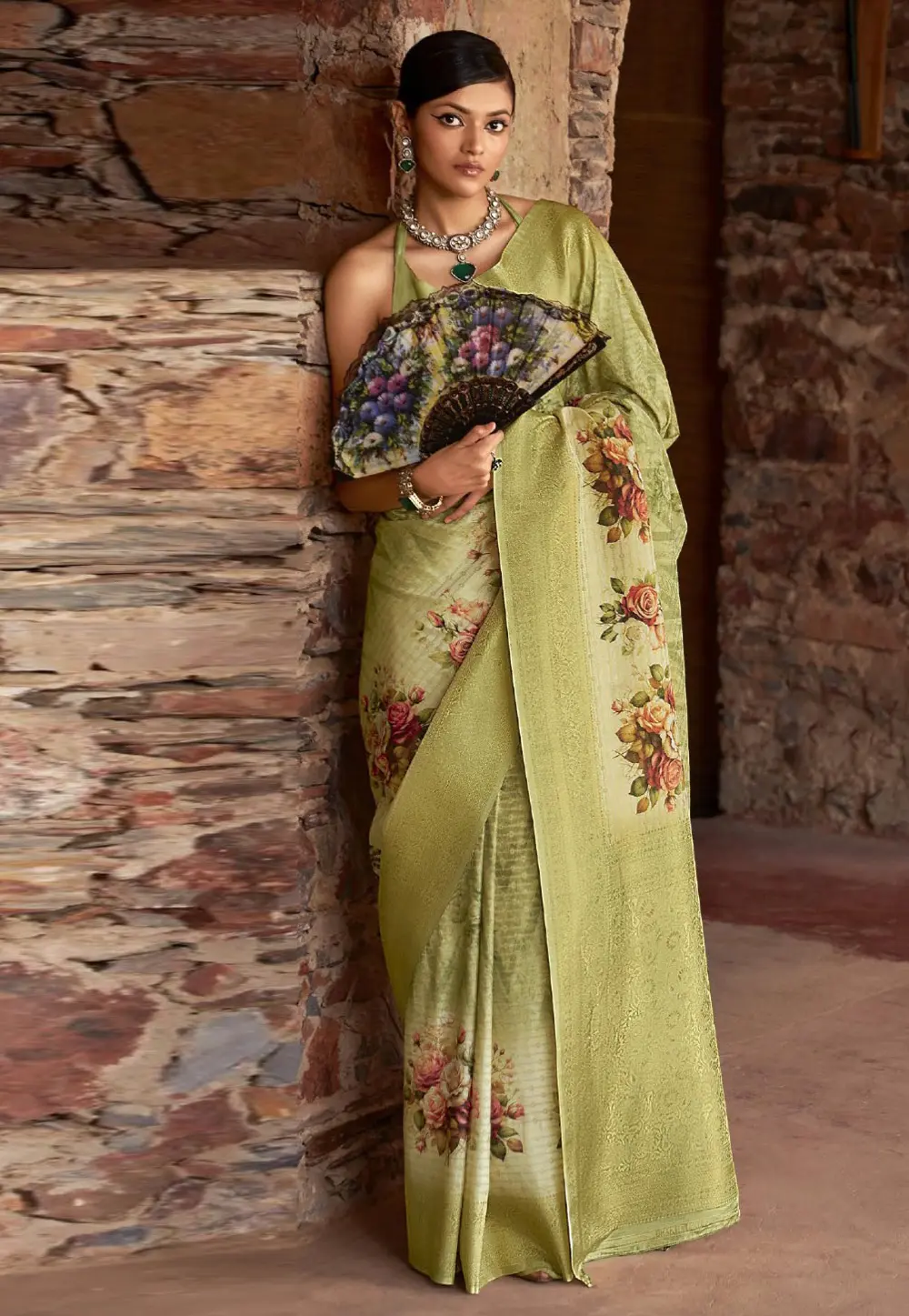 Pista Green Tussar Silk Saree With Blouse 304134