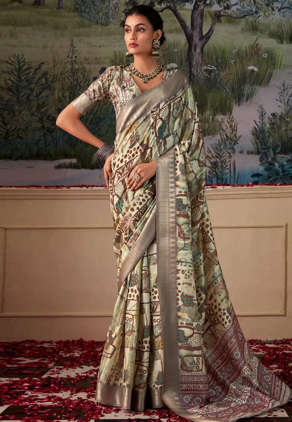 Pista Green Tussar Silk Saree With Blouse 288913