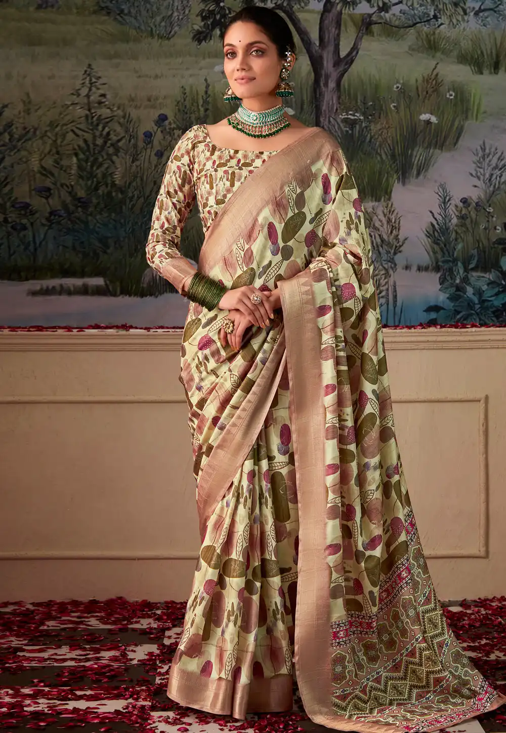 Pista Green Tussar Silk Saree With Blouse 288918