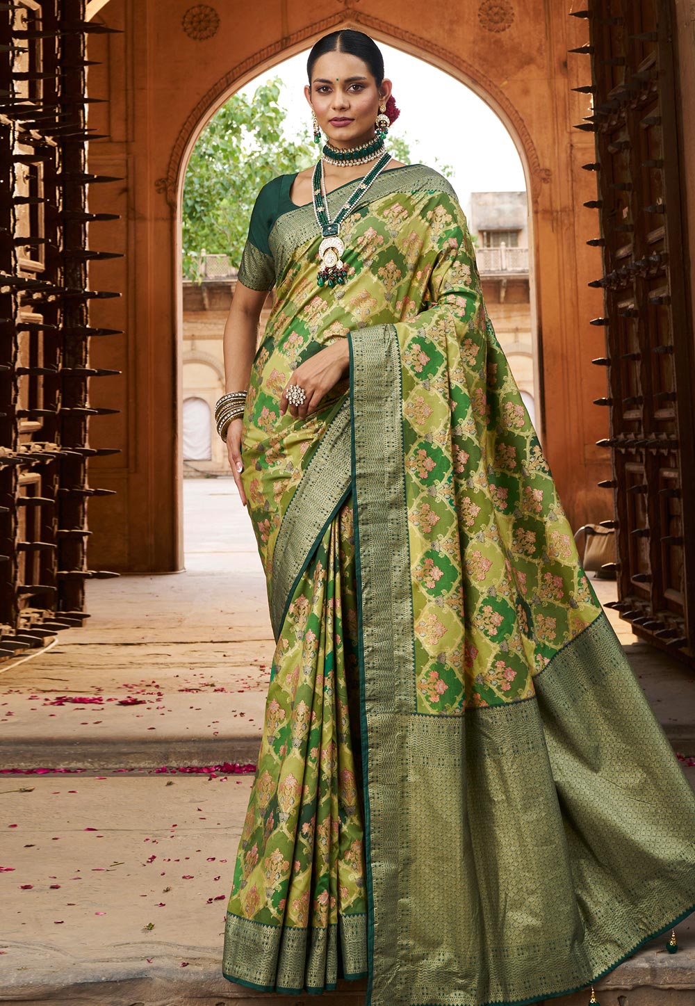 Pista Green Tussar Silk Saree With Blouse 287188