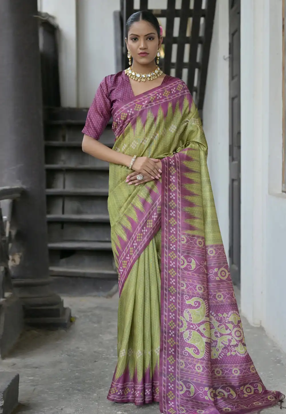 Pista Green Tussar Silk Saree With Blouse 290851