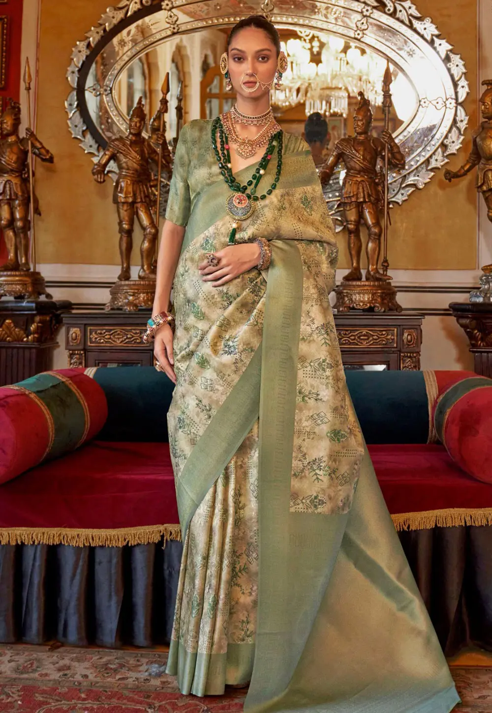 Pista Green Tussar Silk Saree With Blouse 298391