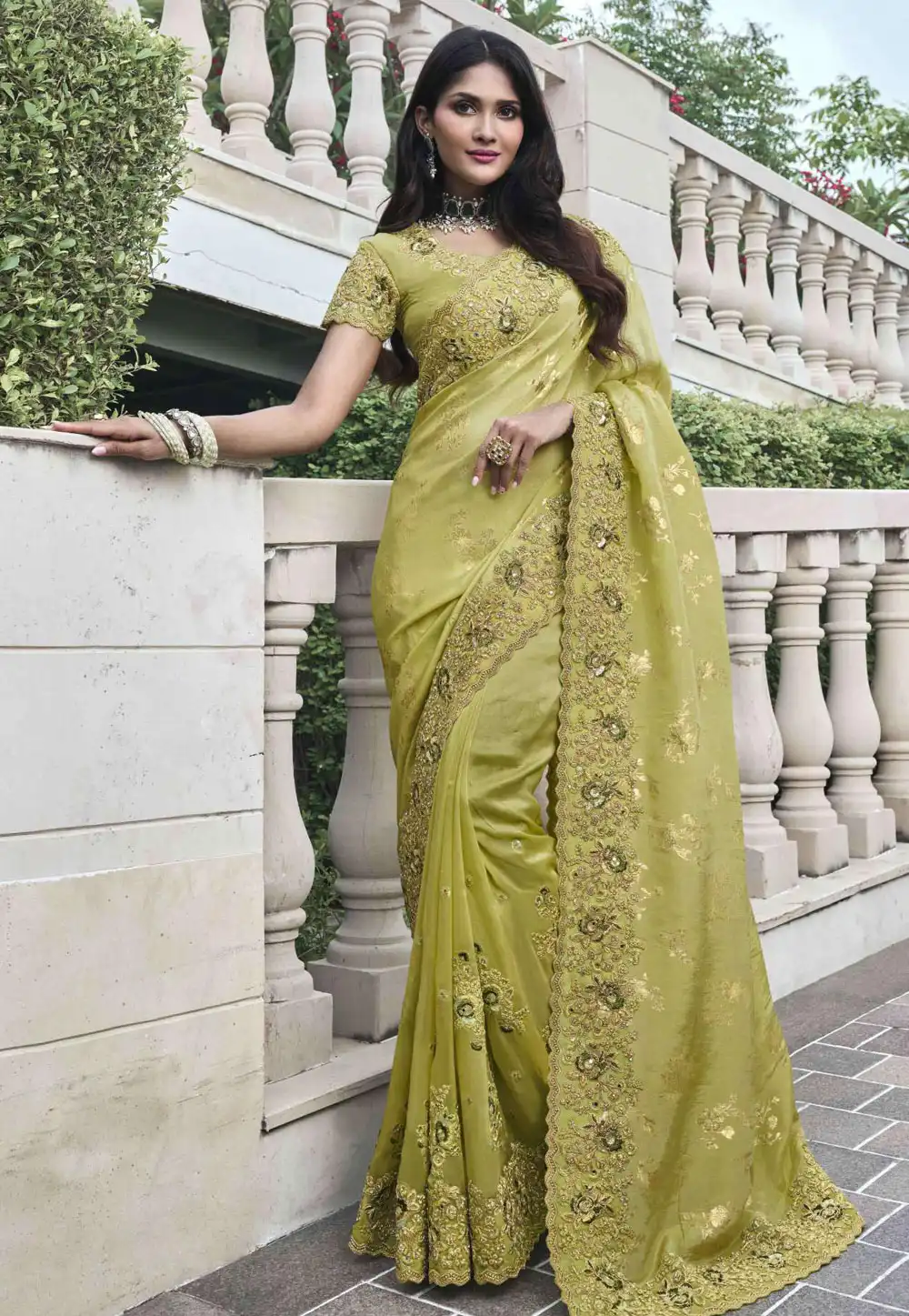 Pista Green Viscose Saree With Blouse 294828