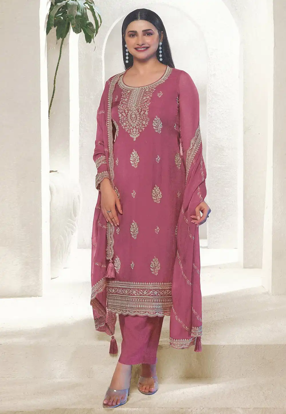 Prachi Desai Pink Organza Pakistani Suit 288011