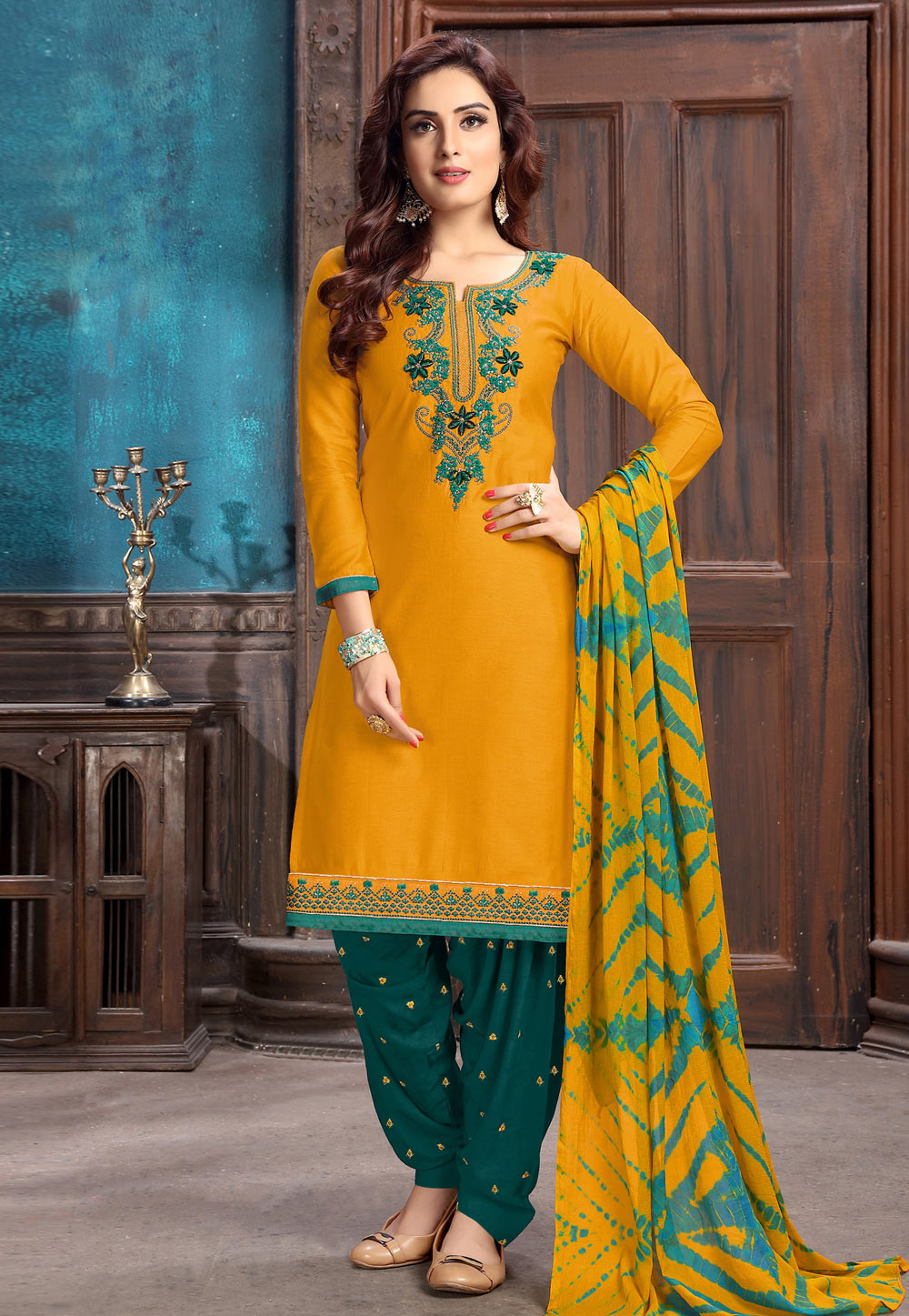 Yellow Cotton Punjabi Suit 181092