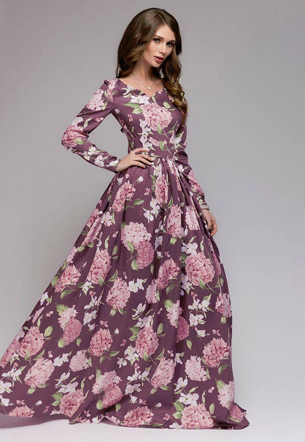 Pink Muslin Readymade Printed Gown 169605