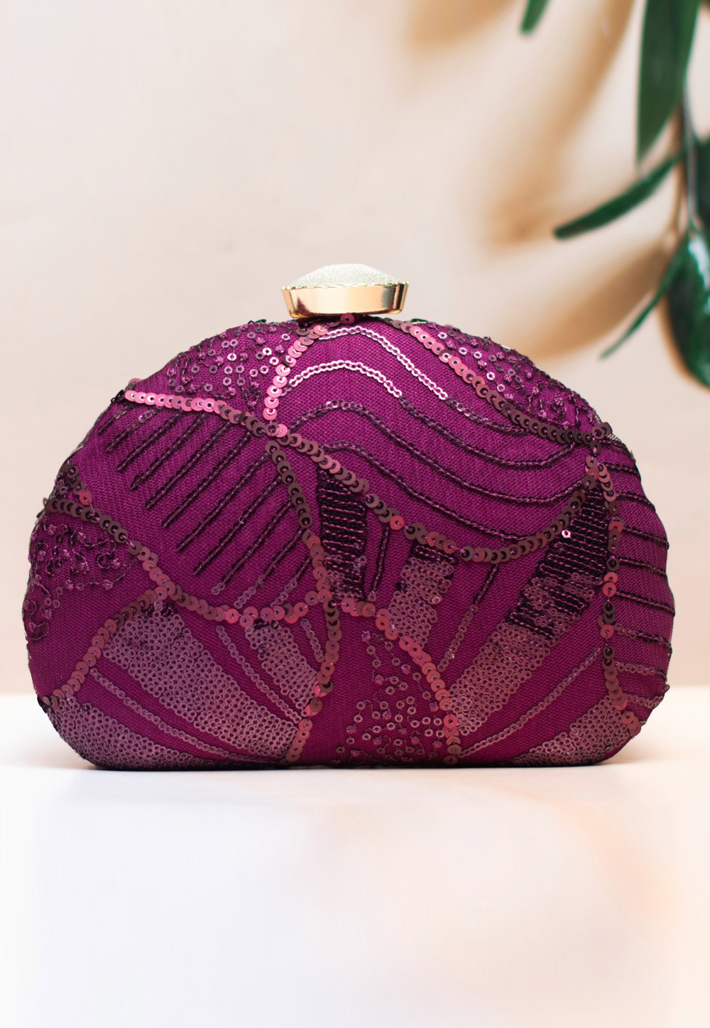 Purple Art Silk Clutch 305947