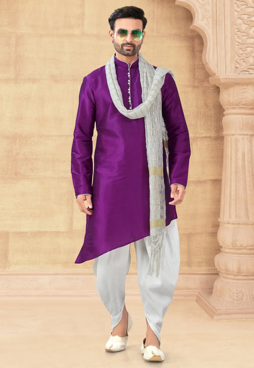 Purple Art Silk Dhoti Kurta 296913