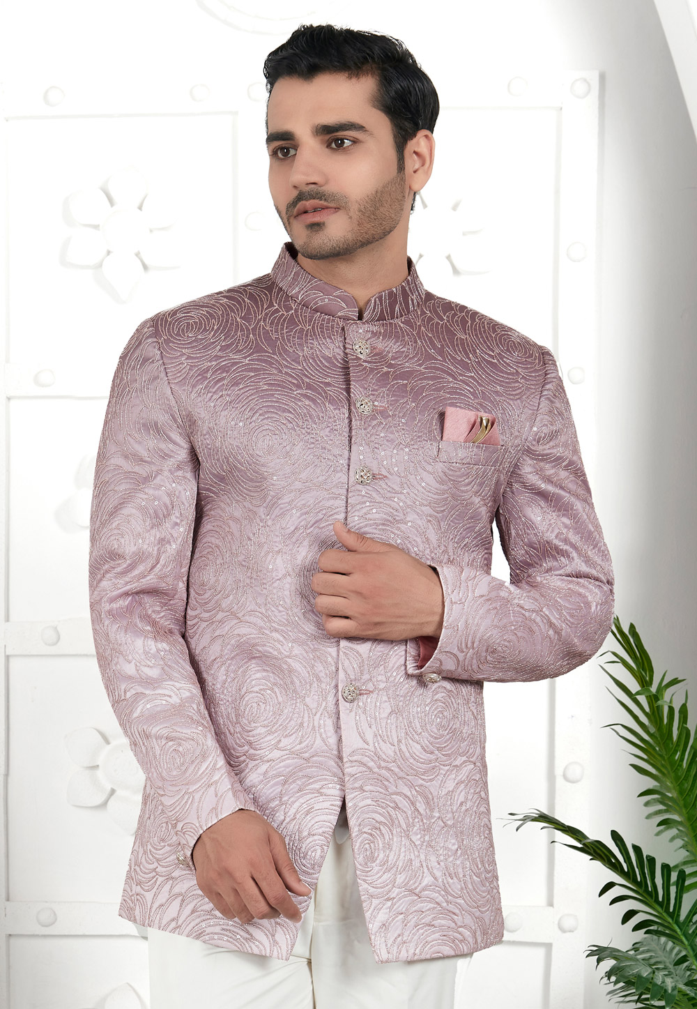 Purple Art Silk Nehru Jacket 280377