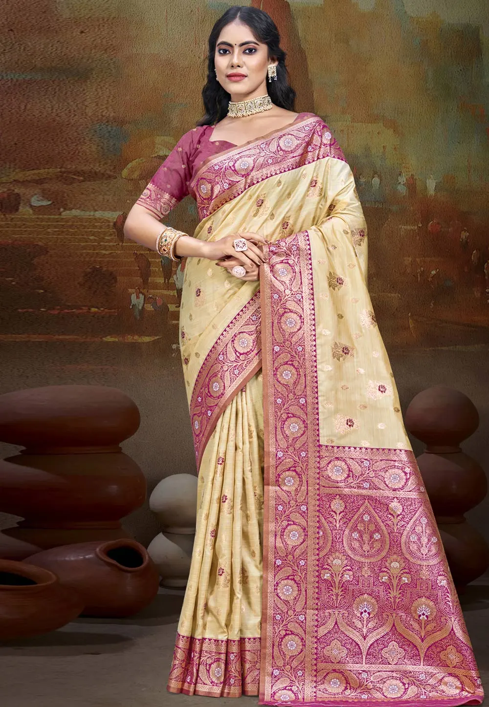 Purple Art Silk Saree With Blouse 302669