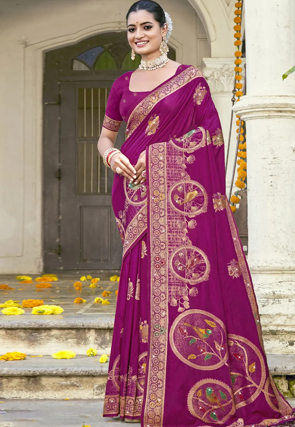 Purple Art Silk Saree With Blouse 302781