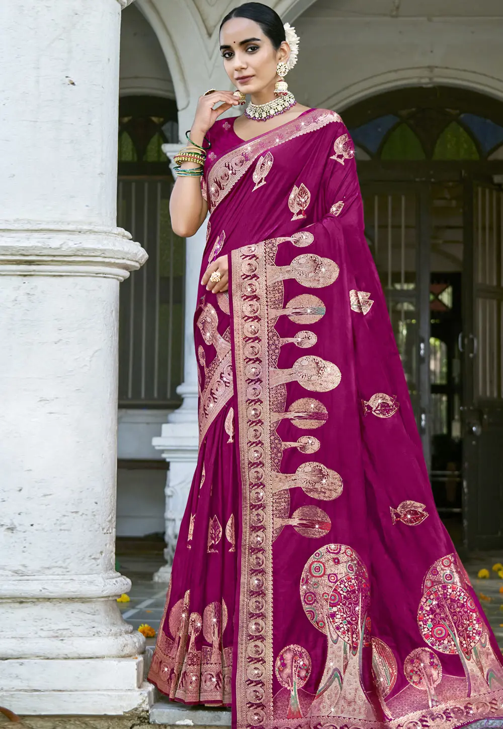 Purple Art Silk Saree With Blouse 303012