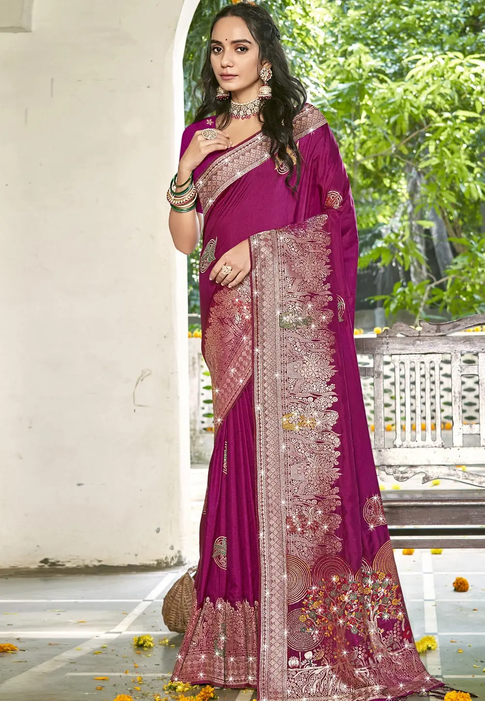 Purple Art Silk Saree With Blouse 303017