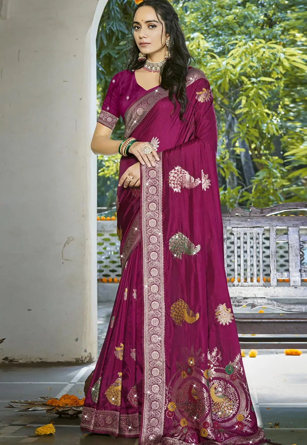 Purple Art Silk Saree With Blouse 303024