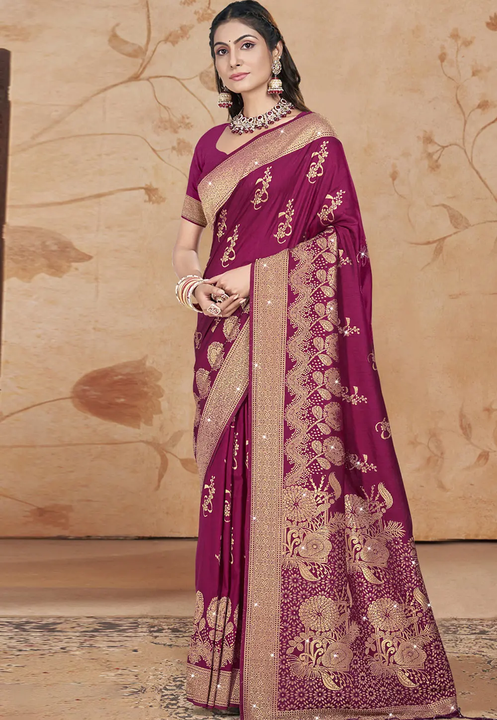 Purple Art Silk Saree With Blouse 303038