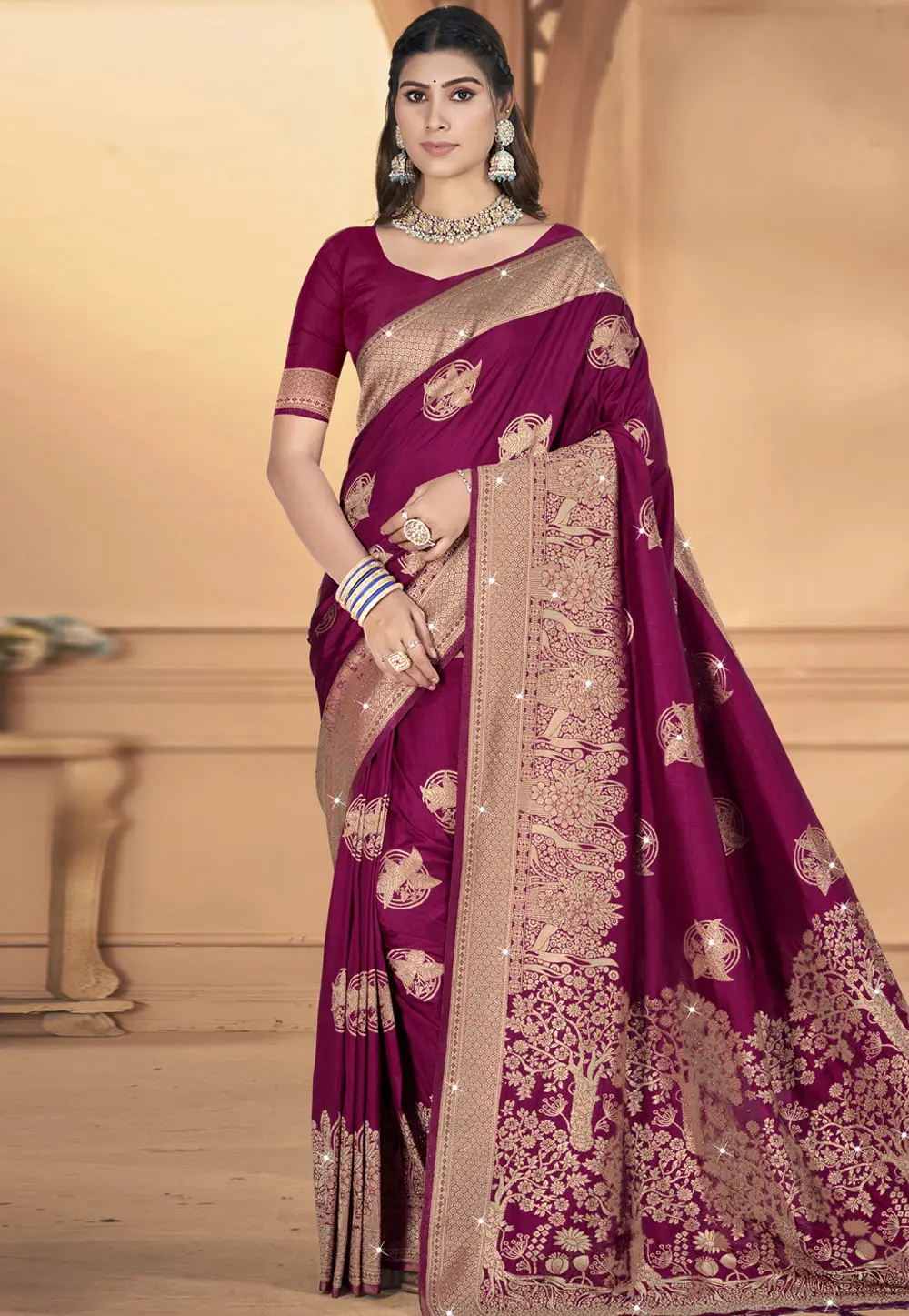 Purple Art Silk Saree With Blouse 303047