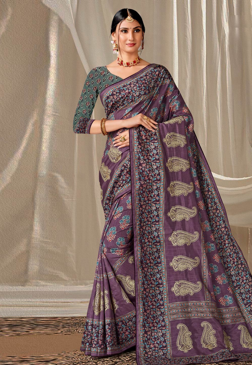 Purple Art Silk Saree With Blouse 279552