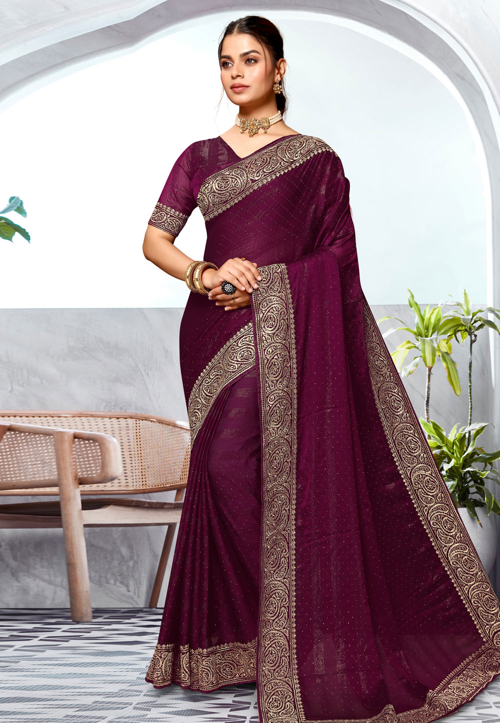 Purple Art Silk Saree With Blouse 285677