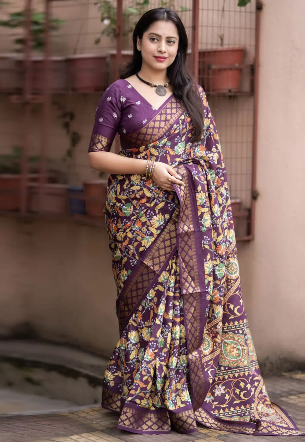 Purple Art Silk Saree With Blouse 303144