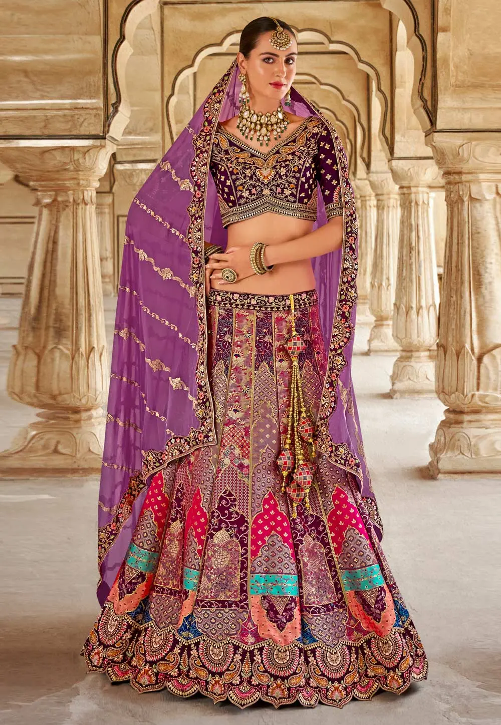 Purple Banarasi Silk Lehenga Choli 297279