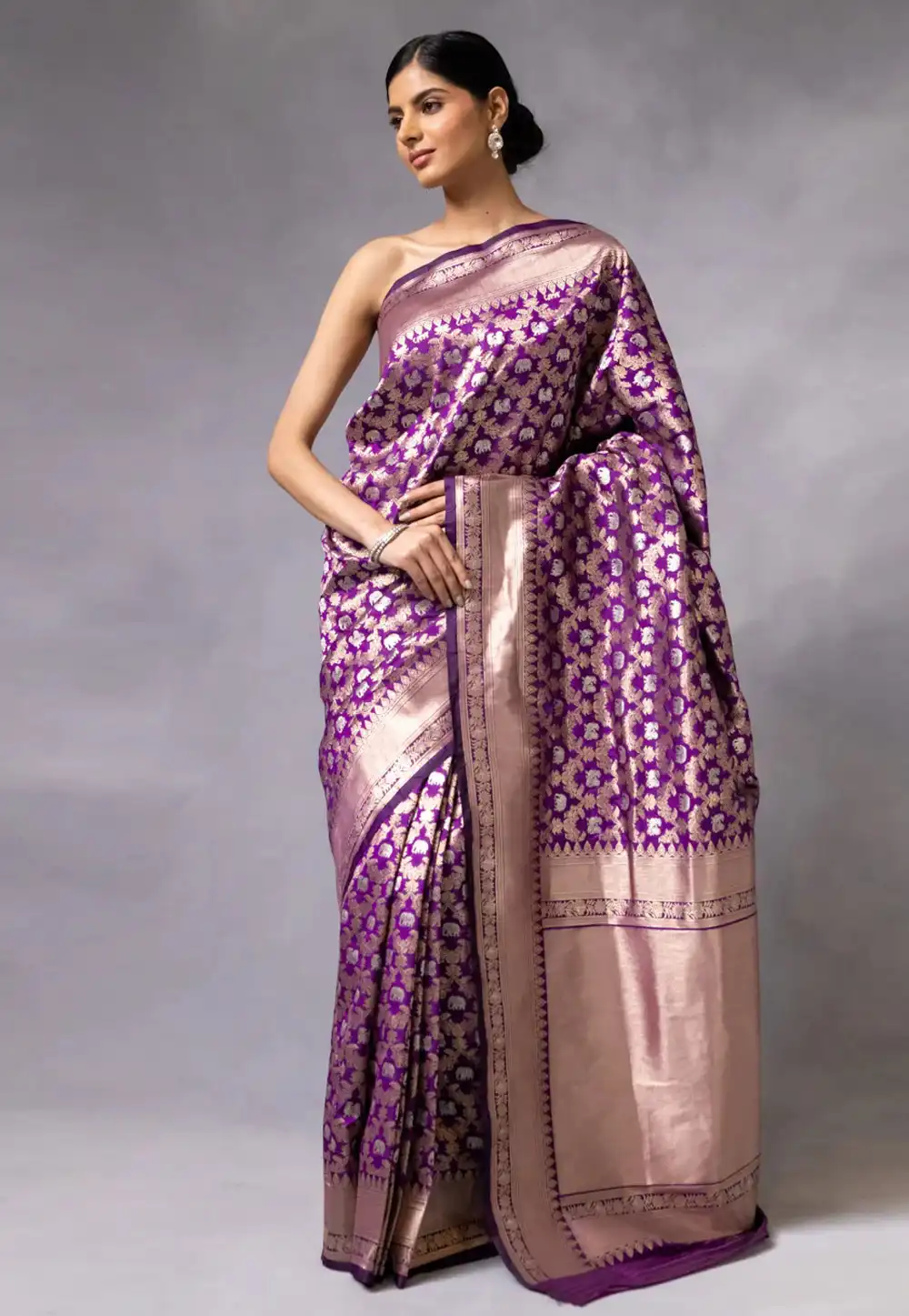 Purple Banarasi Silk Saree 293050