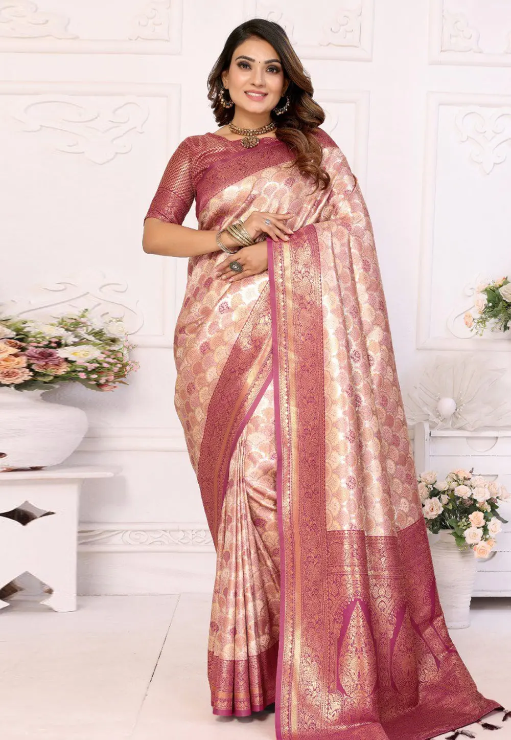 Purple Banarasi Silk Saree 301004