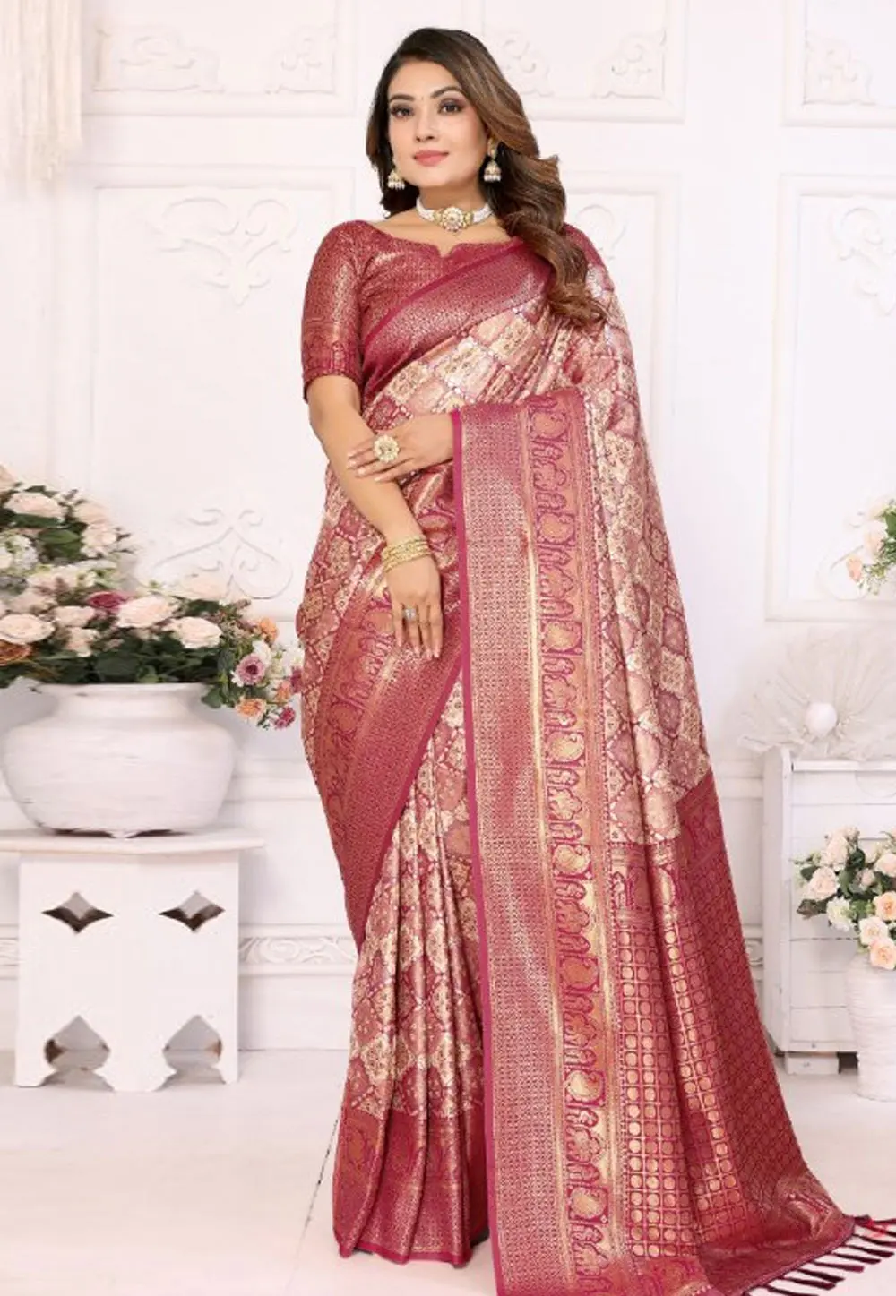 Purple Banarasi Silk Saree 301015