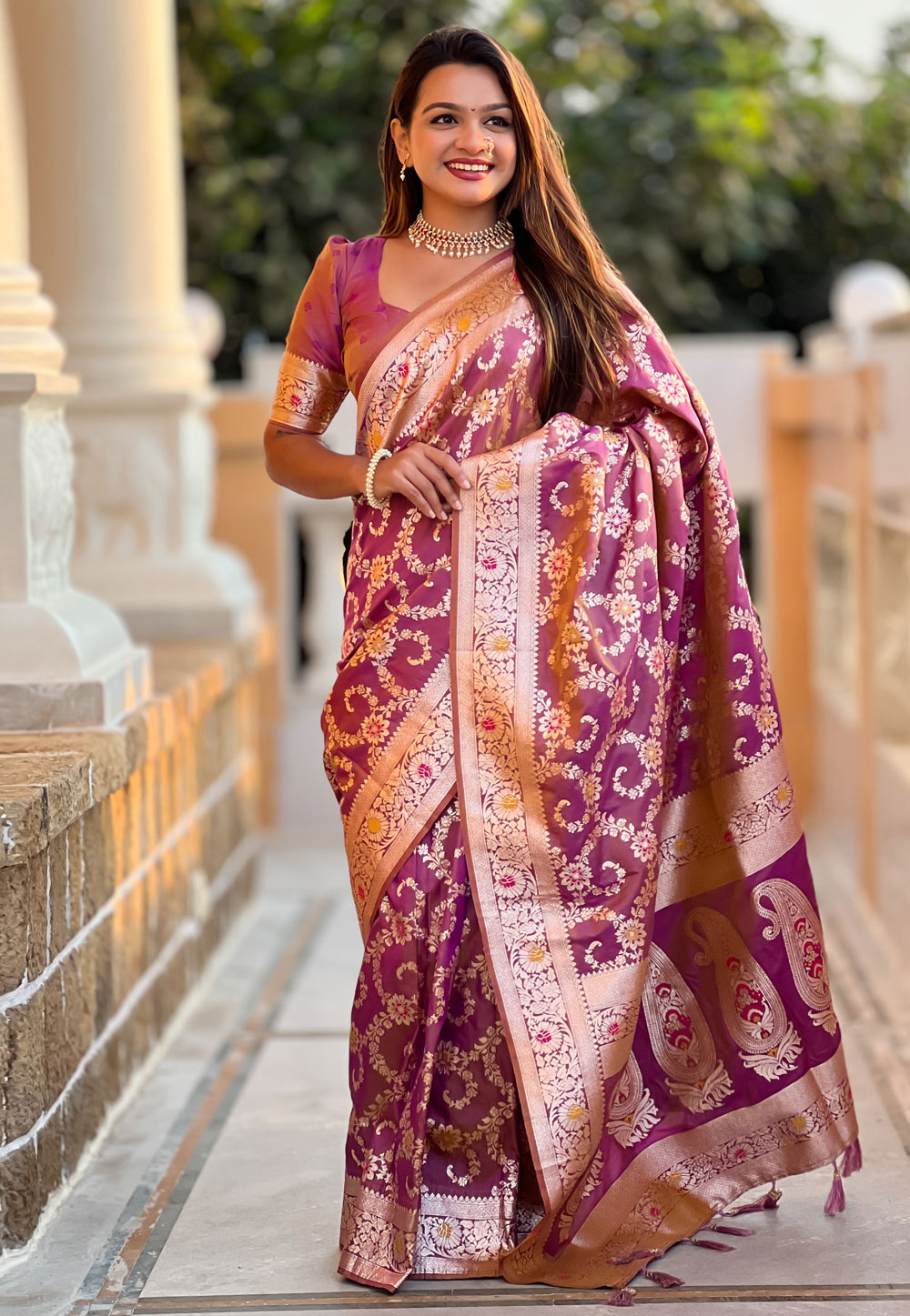 Purple Banarasi Silk Saree 306548