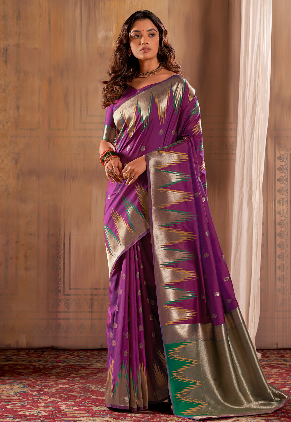 Purple Banarasi Silk Saree 285124