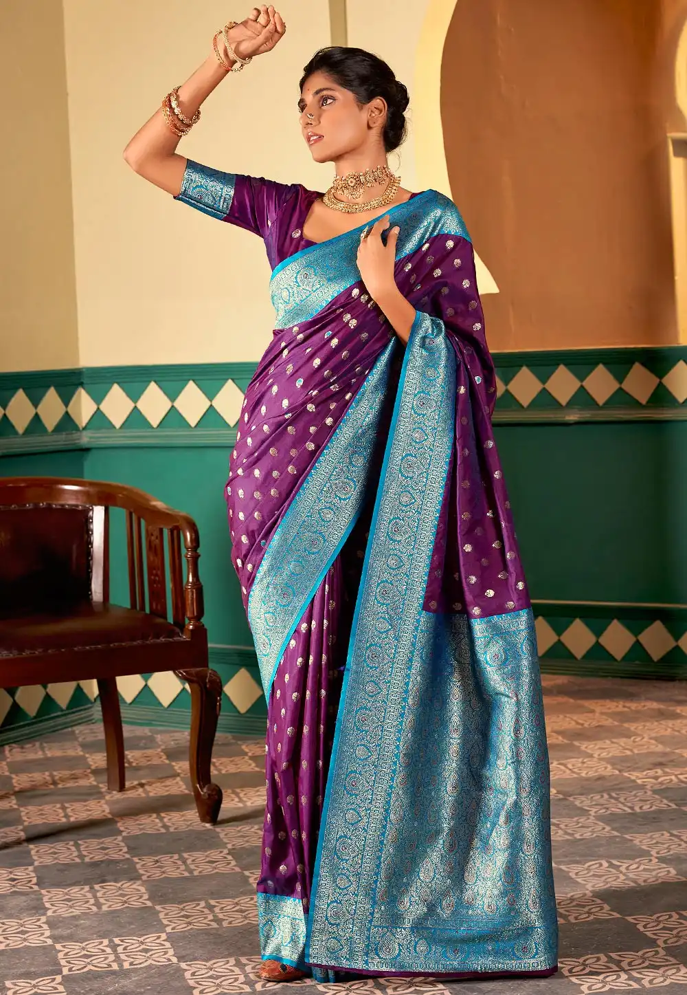 Purple Banarasi Silk Saree 290376