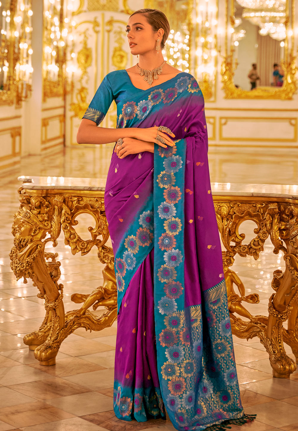 Purple Banarasi Silk Saree 286667