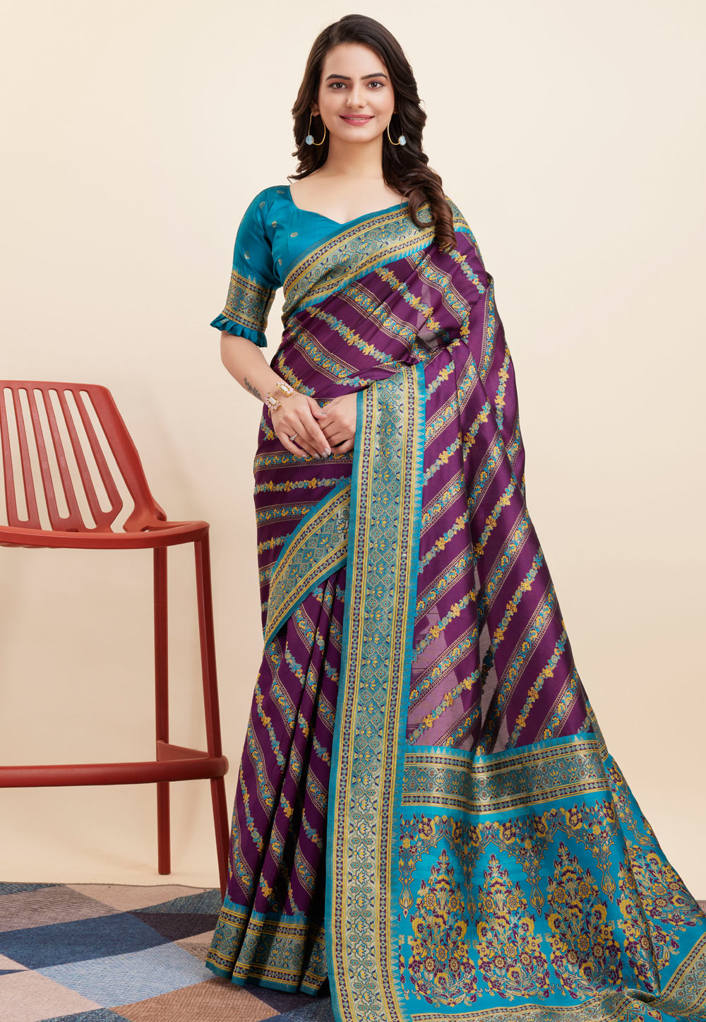 Purple Banarasi Silk Saree 283736