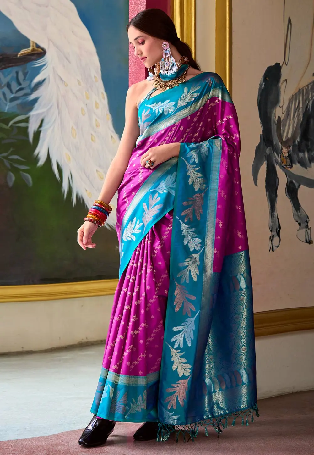 Purple Banarasi Silk Saree 297737