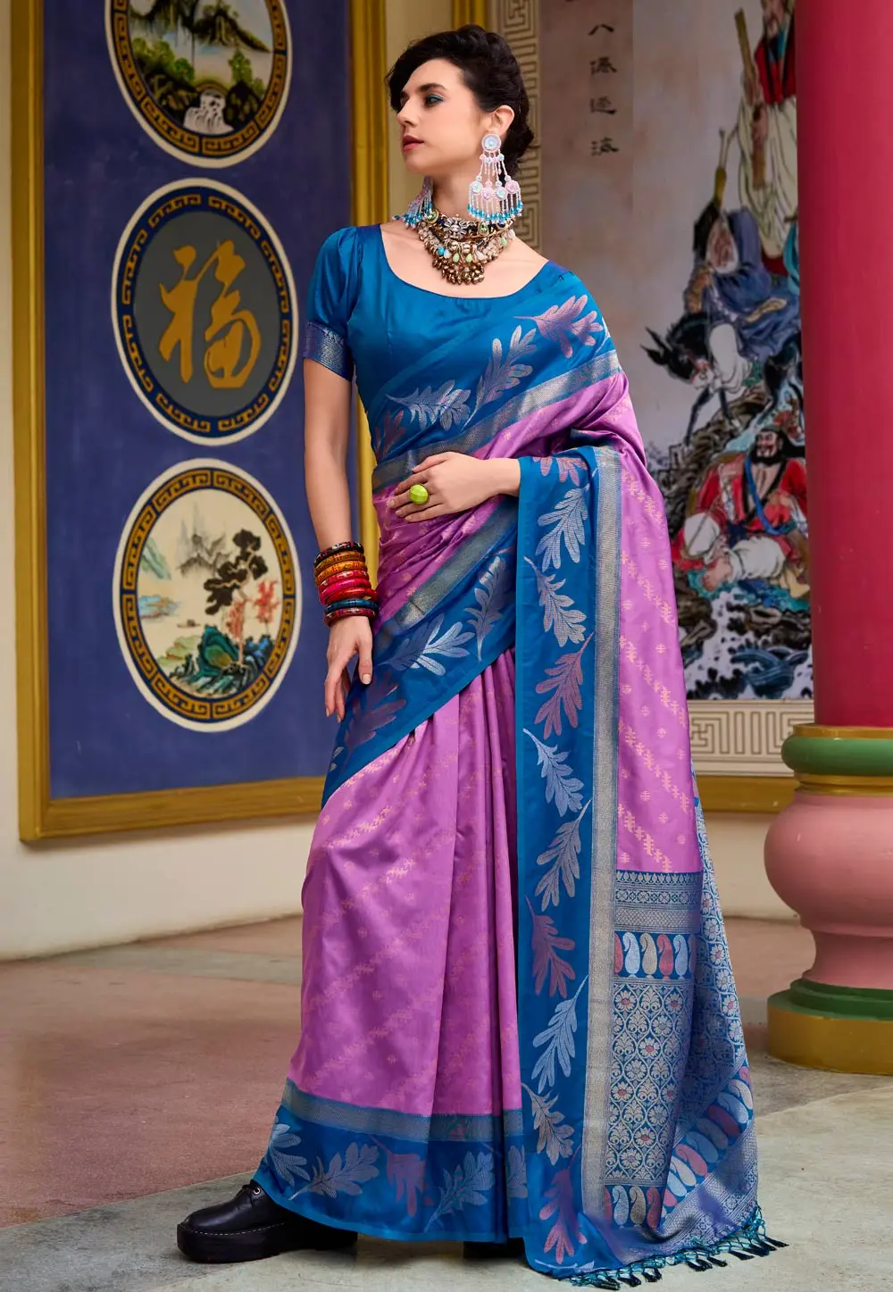 Purple Banarasi Silk Saree 297739