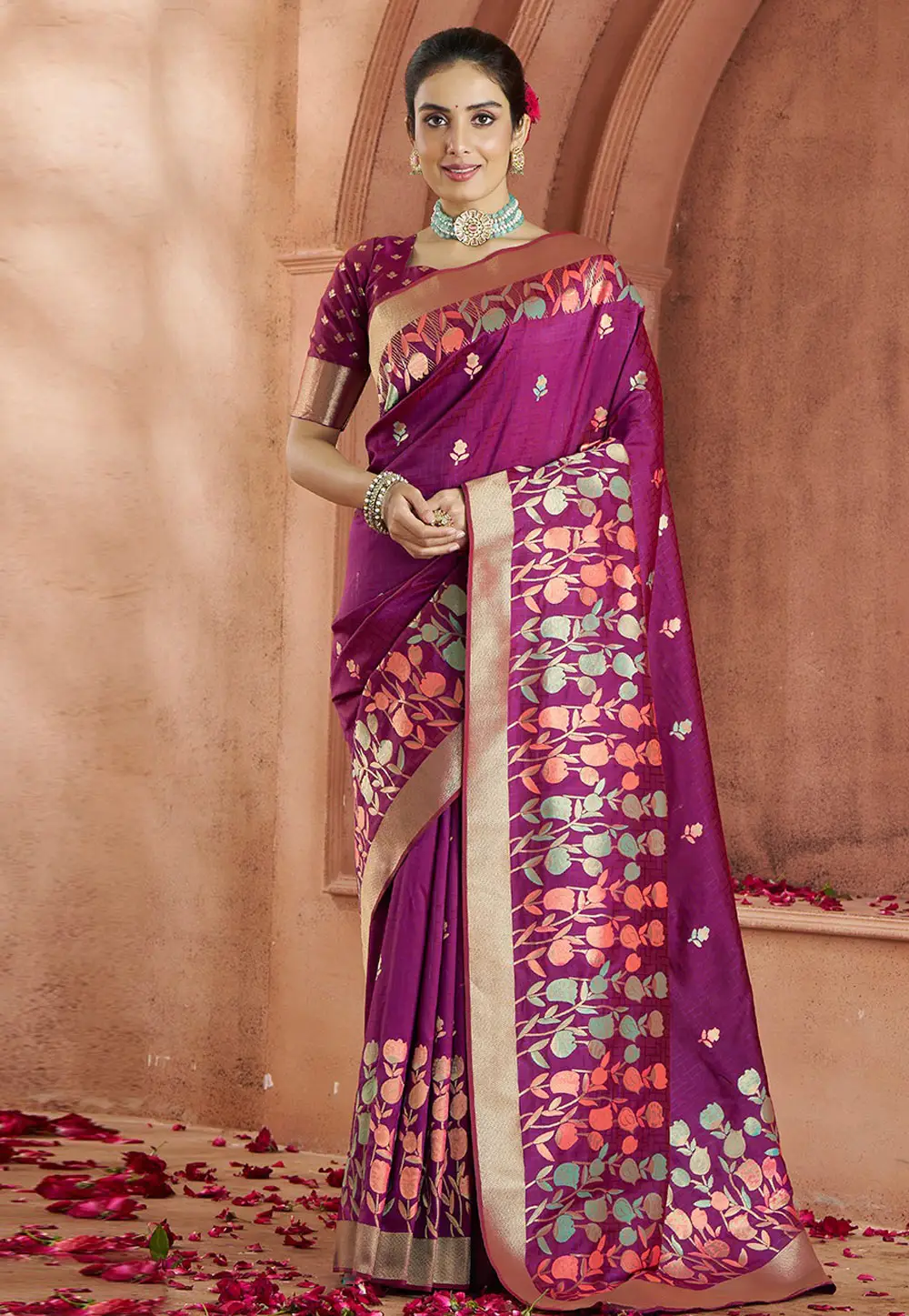 Purple Banarasi Silk Saree 297063