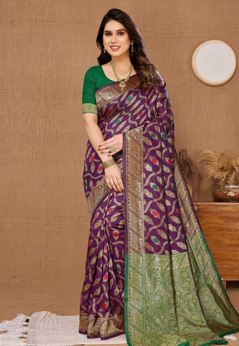 Purple Banarasi Silk Saree 285612