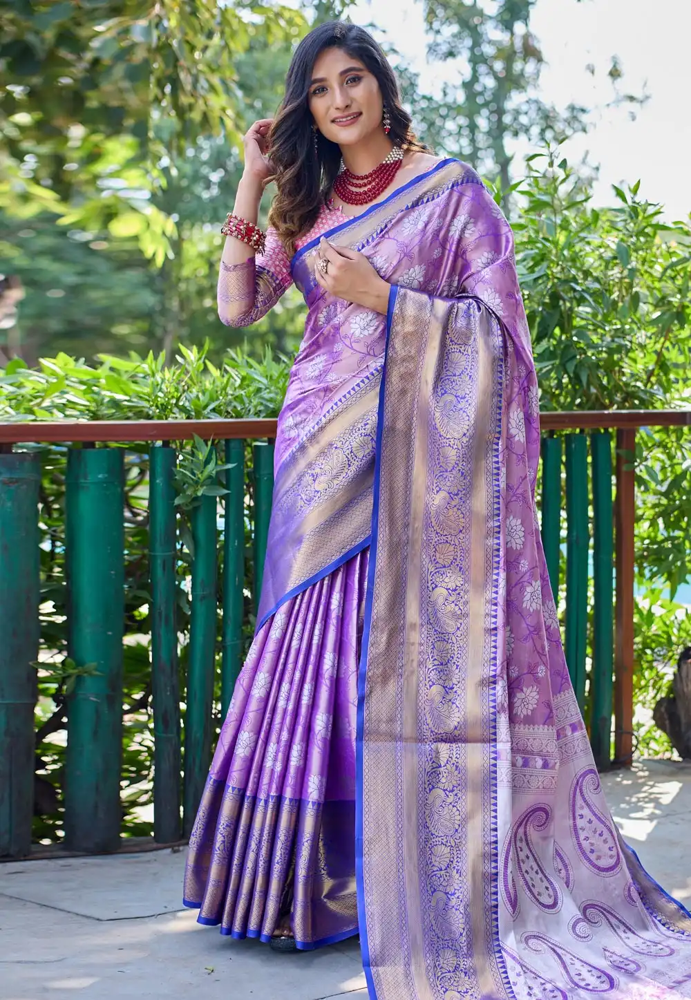 Purple Banarasi Silk Saree 289688