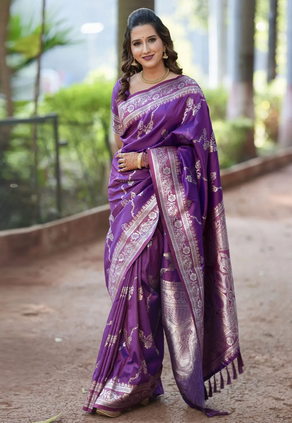 Purple Banarasi Silk Saree 301022