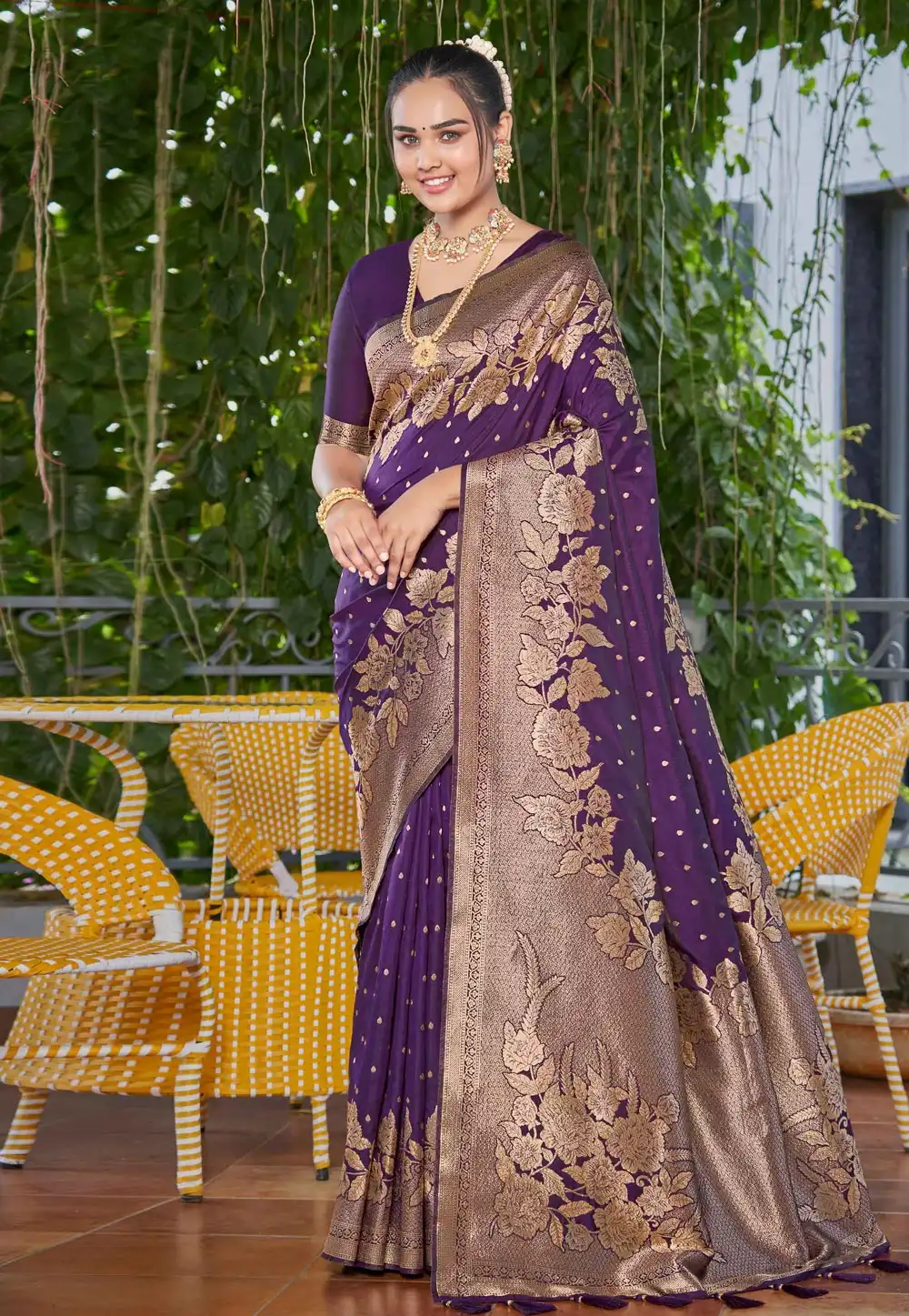 Purple Banarasi Silk Saree 289710