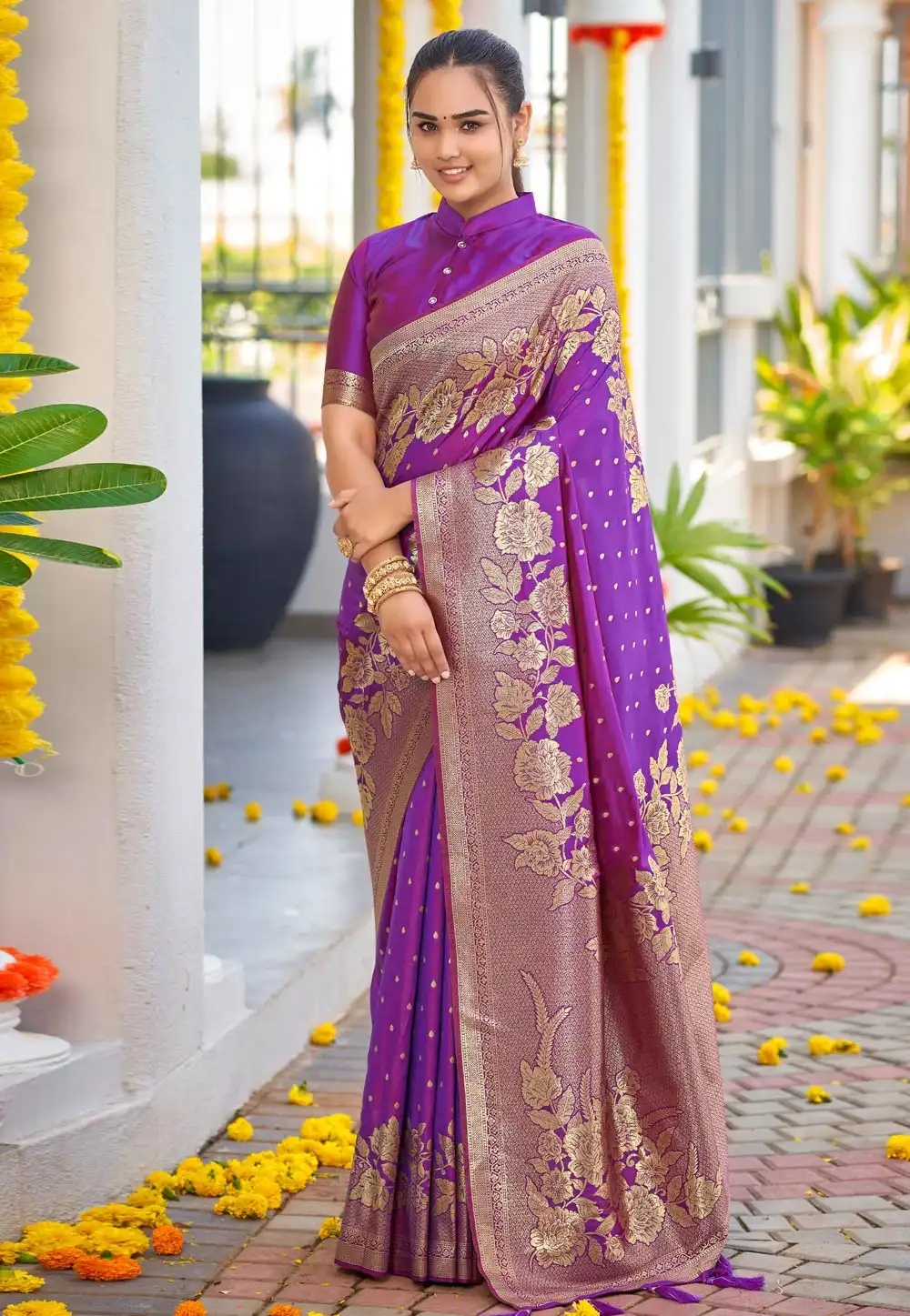 Purple Banarasi Silk Saree 289714