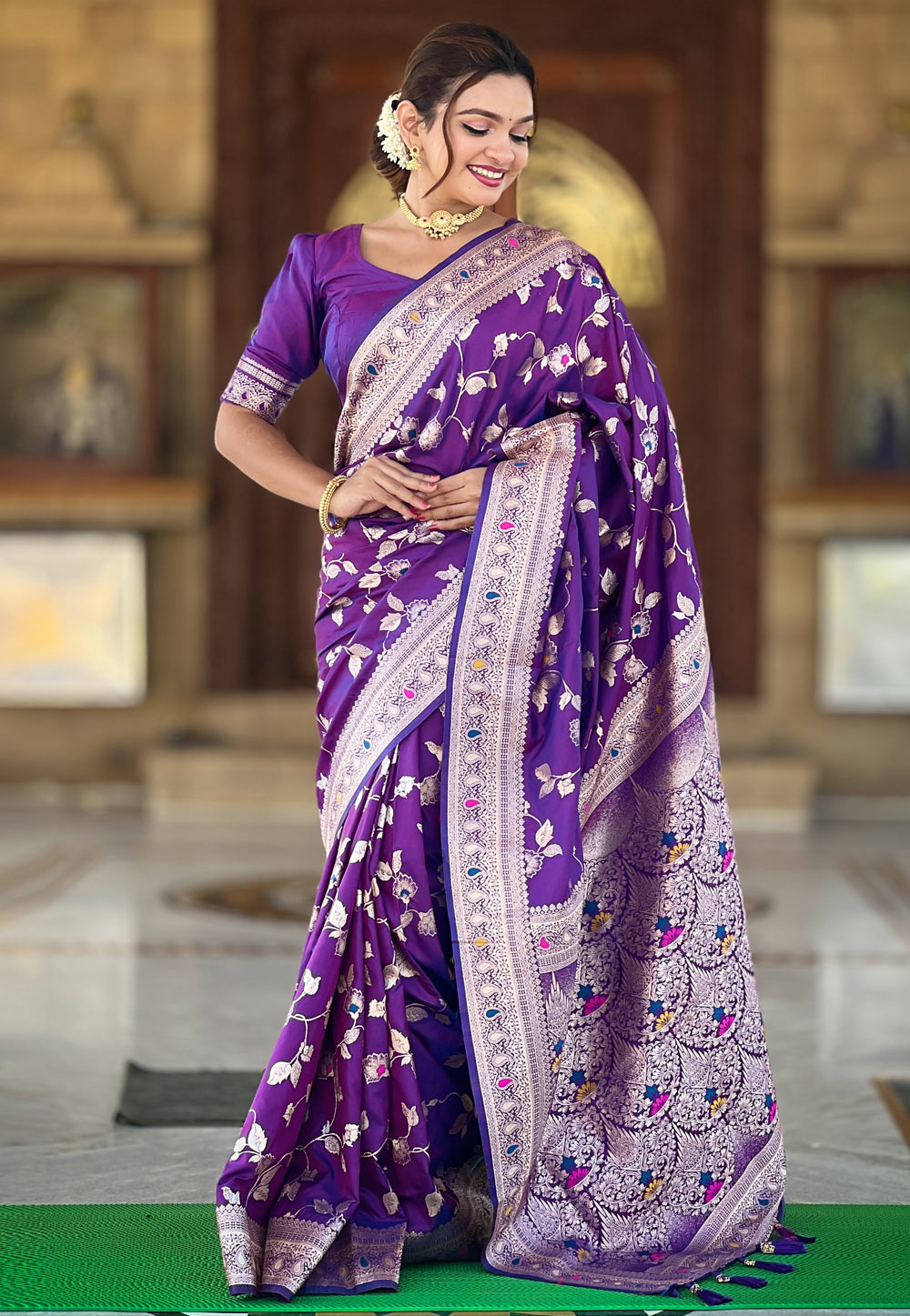 Purple Banarasi Silk Saree 305600