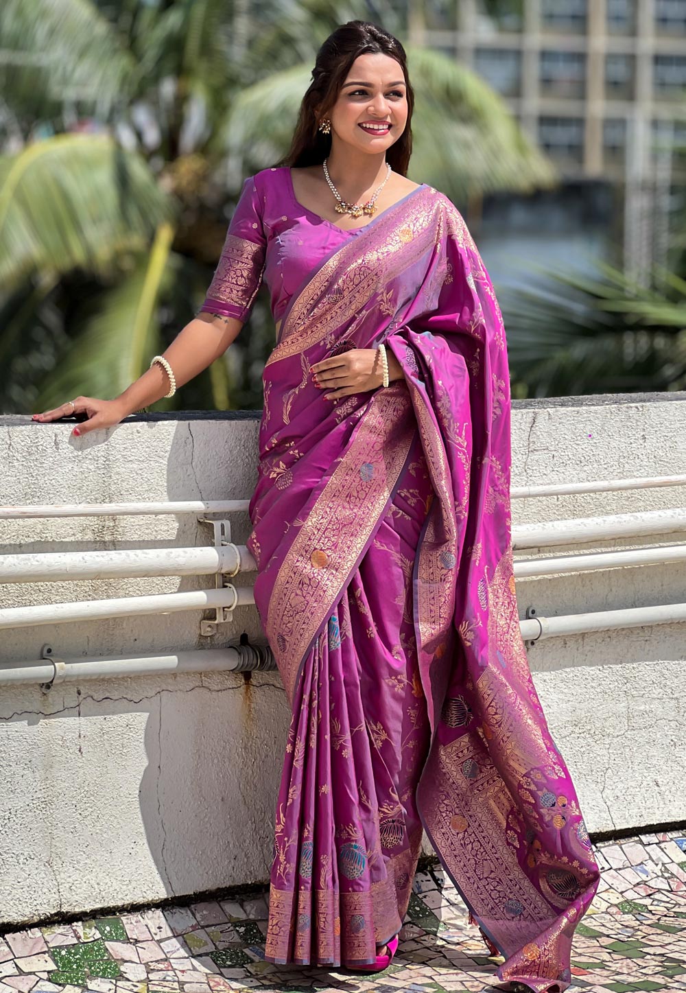 Purple Banarasi Silk Saree 310562