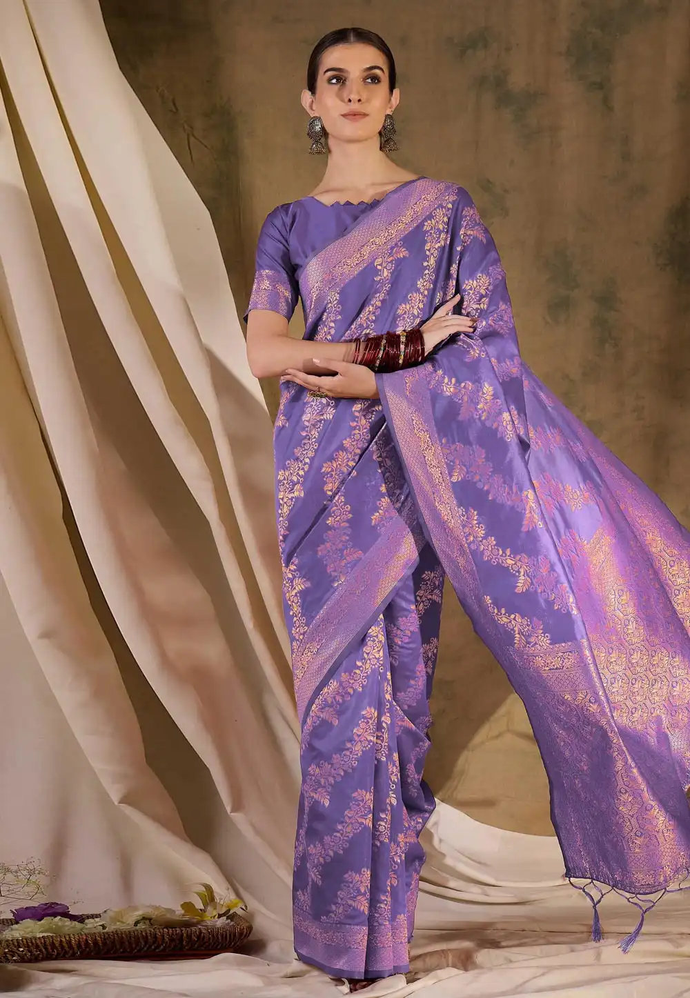 Purple Banarasi Silk Saree 289654