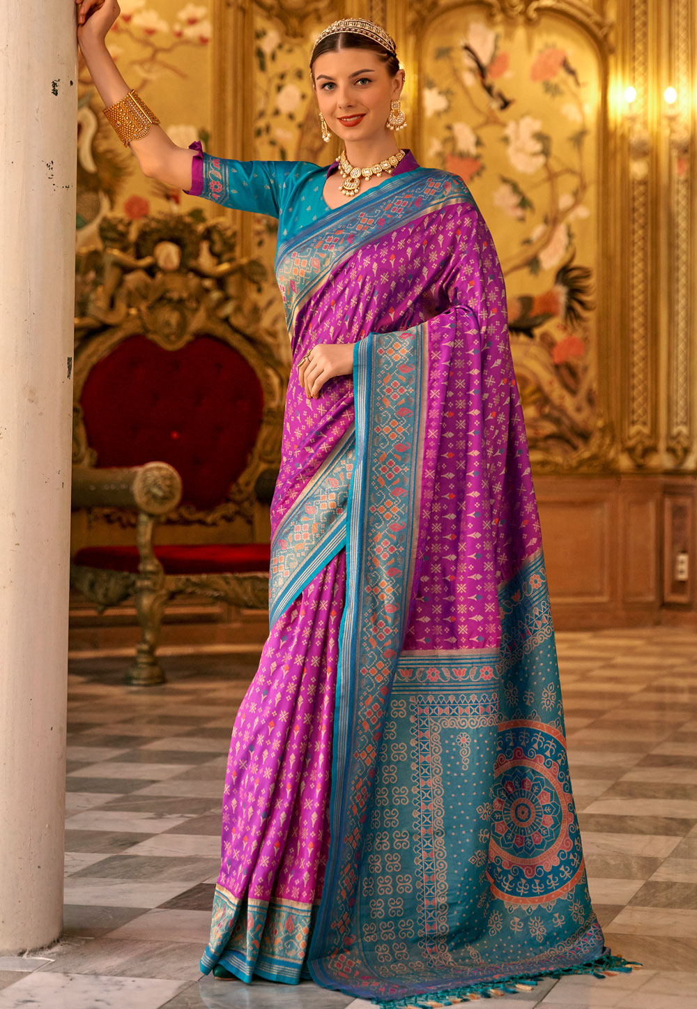 Purple Banarasi Silk Saree With Blouse 286604