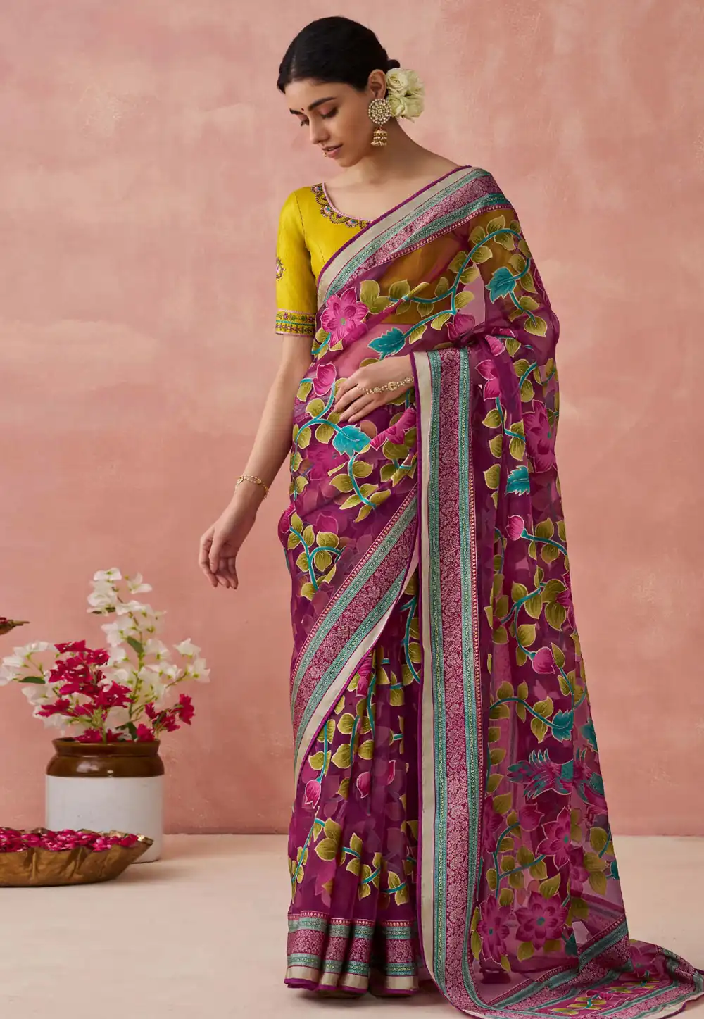 Purple Brasso Saree With Blouse 292007