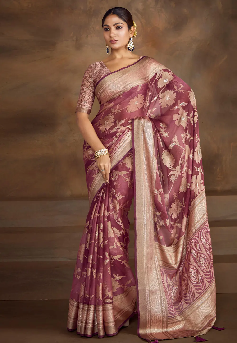 Purple Brasso Saree With Blouse 302238