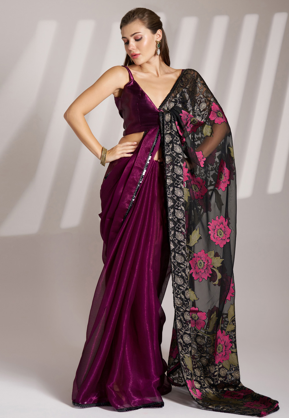 Purple Brasso Saree With Blouse 304967