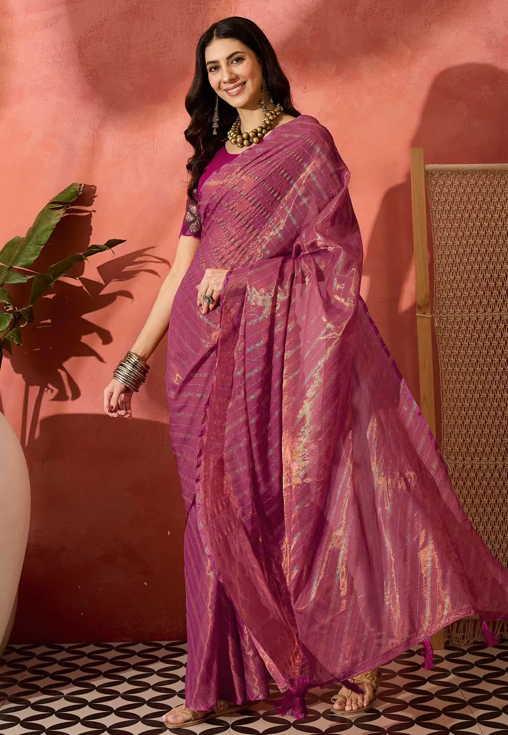 Purple Brasso Saree With Blouse 304695