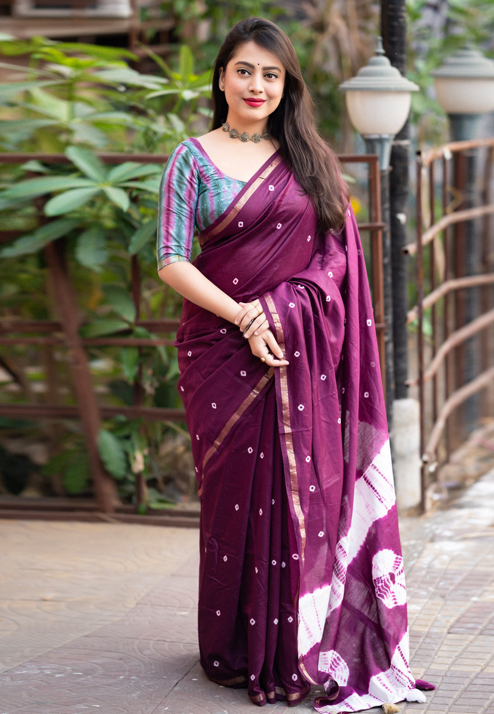 Purple Chanderi Cotton Saree With Blouse 285582