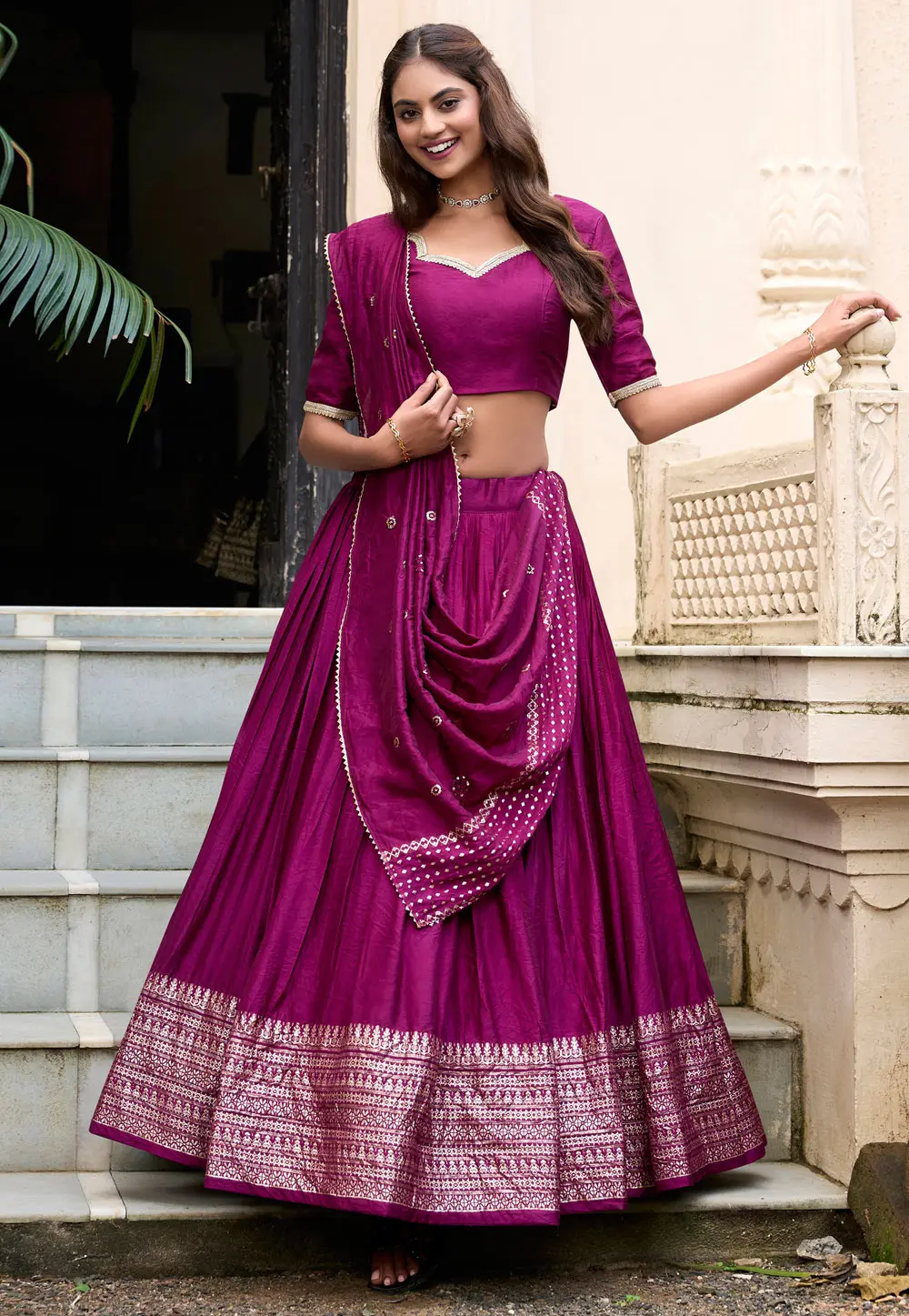 Purple Chanderi Lehenga Choli 299306